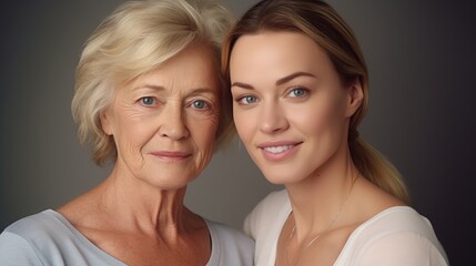 Two women smiling for a photo, suitable for lifestyle and family concepts