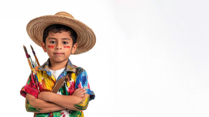 artist latin american boy isolated on white background 