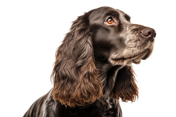 Cute English cocker spaniel  dog isolated on transparent background