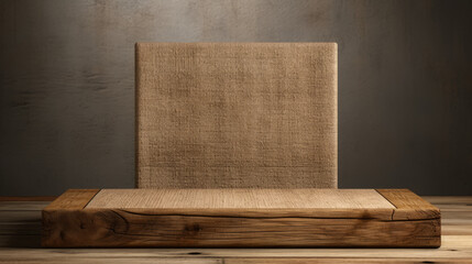 Rustic Burlap Podium product display for product presentation