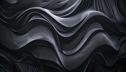 Obraz premium a black wavy background with the wavy design flowing up, in the style of organic formations