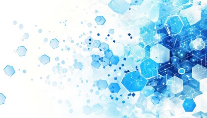 an abstract background with blue hexagonal symbols, in the style of light sky-blue and light white