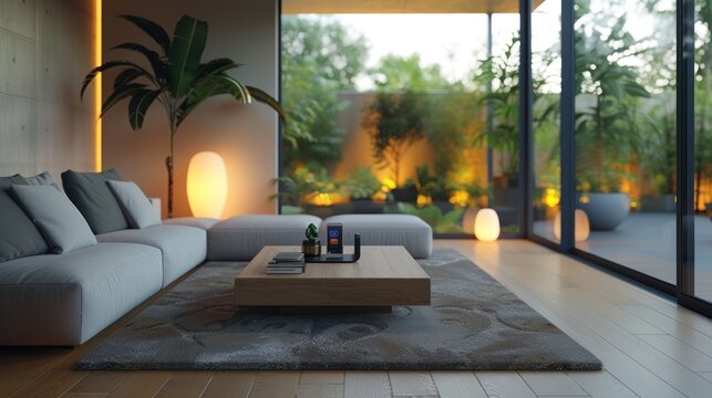smart modern home living room