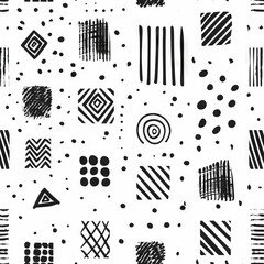 simple hand drawn modern Patterns on white background. ai generated