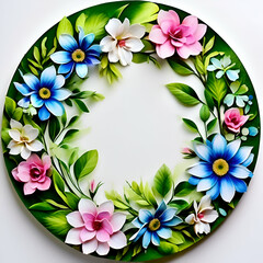 beautiful watercolor floral wreath for happy, wedding, birthday, spring, summer, season, greetings, cards, etc. generative ai