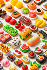 Fototapeta na wymiar set of isometric food icons isolated 