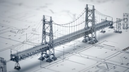 vision of architecture of a 3d model bridge project - obrazy, fototapety, plakaty