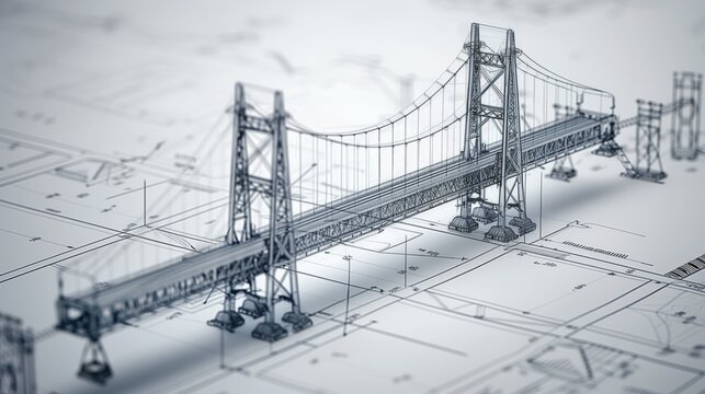 vision of architecture of a 3d model bridge project