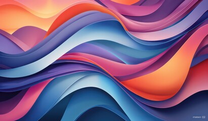 organic shapes and curved lines, rounded waves forms, vibrant colorscape