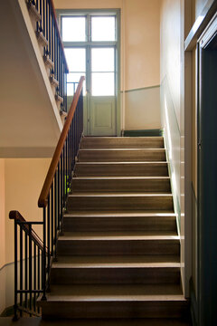Stairs in the stairway in tenement in Malmo, Sweden