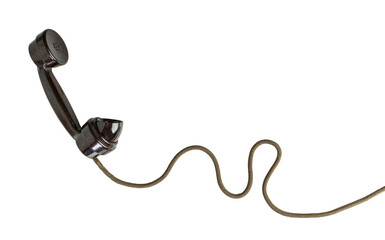 Vintage telephone receiver suspended in air