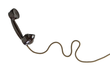 Vintage telephone receiver suspended in air