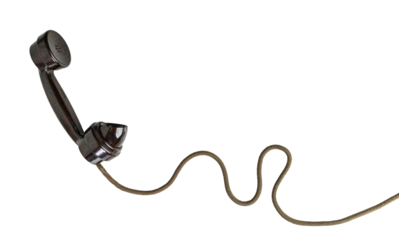 Vintage telephone receiver suspended in air