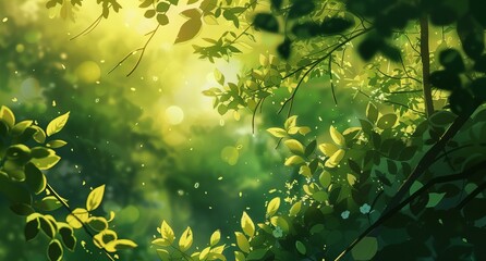 green leaves in the morning