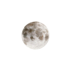 Full moon  watercolor art. Full moon , lunar calendar, astrology full moon symbol. Isolated asset.