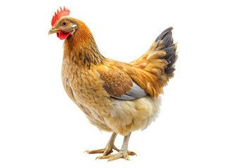 Brown chicken isolated on a transparent background.