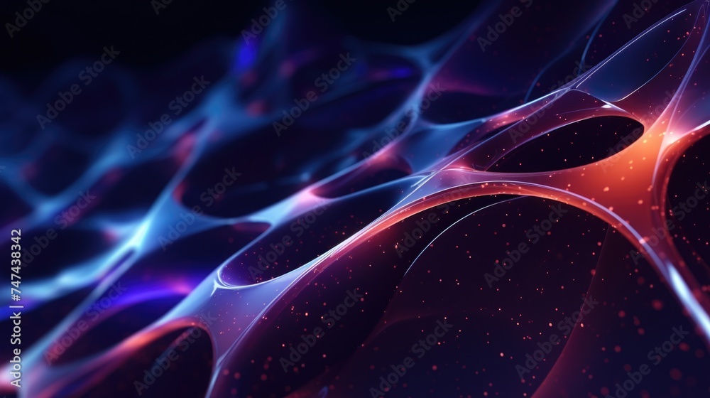 Poster close up of a cell phone screen with blue and red lights. suitable for technology concepts