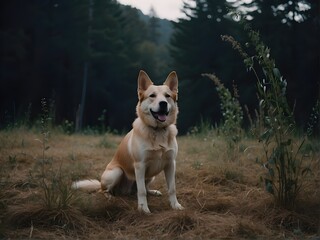 Dog in the woods