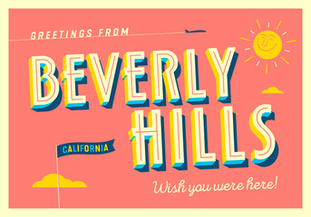 Greetings from Beverly Hills, California, USA - Wish you were here! - Touristic Postcard.