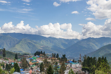 Landscape of the high mountain range at bomdila town, arunachal pradesh in India.