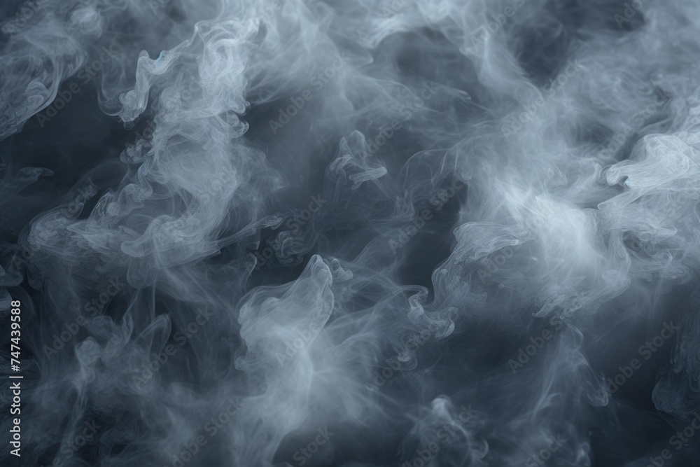 Poster Close up view of smoke on a black background. Perfect for adding a mysterious and dramatic touch to your design projects