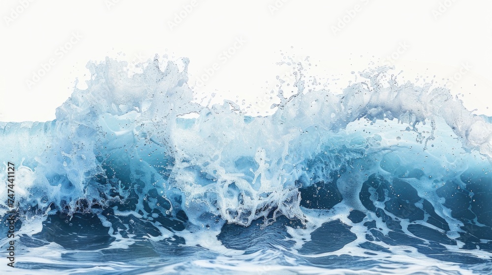 Poster powerful wave breaking in the ocean, suitable for nature and travel concepts