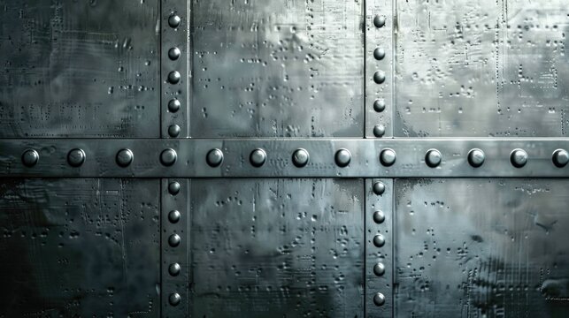 Detailed image of a metal door with rivets, suitable for industrial concepts
