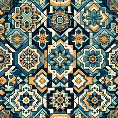 Flat design creative arabesque patterns used in our daily life and the same style Generative AI