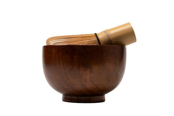 Bamboo crown and bamboo bowl isolated on a white background.