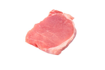 Raw pork pieces isolated on a white background.