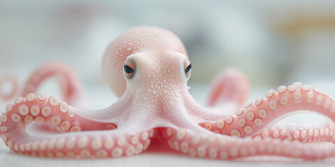 Close-up of pink octopus in panoramic view