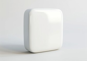 3d white rounded square button, monitor stand 3d concept, isolated, white background, playful and bubbly