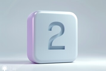 a number 3 or percent sign on a background isolated, white background, a 3d rendered rounded square button, playful and bubbly