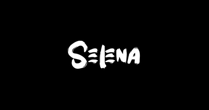 Selena Baby Girl Name in Digital Grunge Transition Effect of Bold Text Typography Animation on Black Background