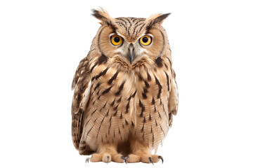 Owl bird photo isolated on transparent background.