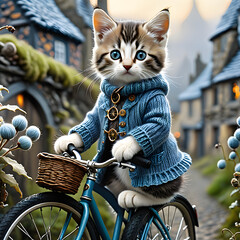 Imagine a beautiful little kitten dressed in the most intricately knitted clothes, each stitch...