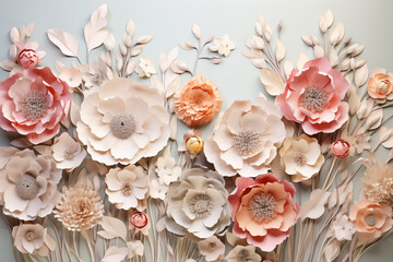 Elegant paper floral background in neutral tones - obrazy, fototapety, plakaty