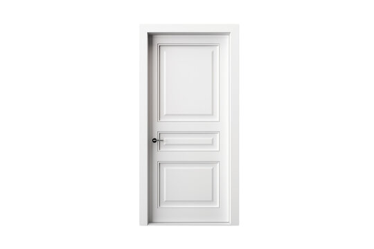 Modern White Closed Door isolated on transparent background.