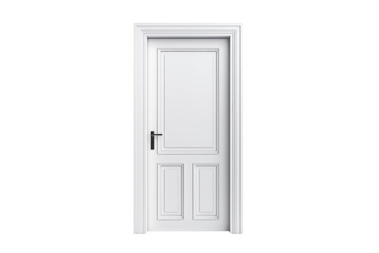 Modern White Closed Door isolated on transparent background.