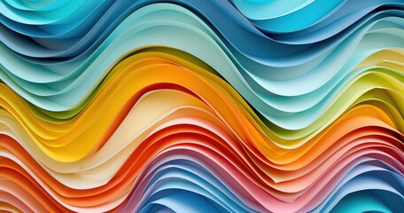 colorful paper flow pattern in the shape of a wavy background, in the style of animated shapes, colorful gradients