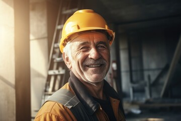 A man wearing a hard hat and jacket. Perfect for construction industry concepts