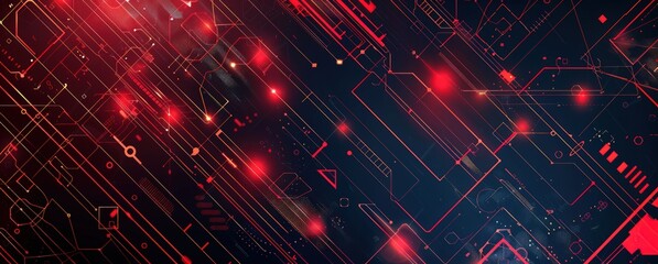 futuristic background with a red outline, dramatic diagonals, future tech, bold patterns and typography, abstract minimalism appreciator