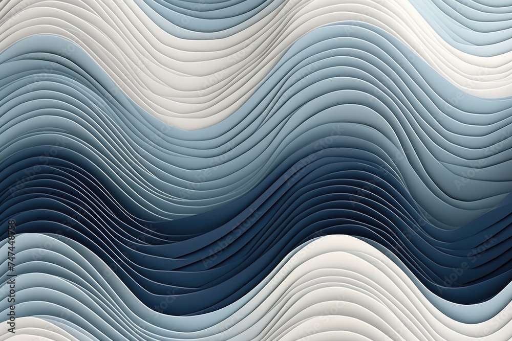 Poster Abstract blue and white wave pattern background. Suitable for design projects