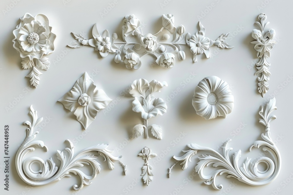 Poster various decorative designs displayed on a white background. suitable for graphic design projects