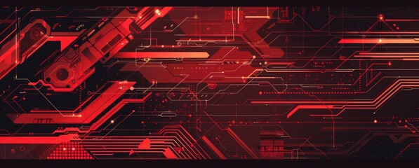 red futuristic abstract background, in the style of futurepunk, linear precision, bold patterns and typography - obrazy, fototapety, plakaty