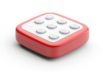 remote control icon, isolated, white background, a 3d rendered rounded square button, playful and bubbly