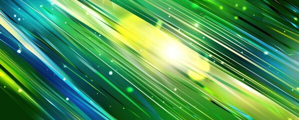 green shiny blue abstract background with neon lights, speed lines,  stripes and shapes, super flat style, outrun, multilayered