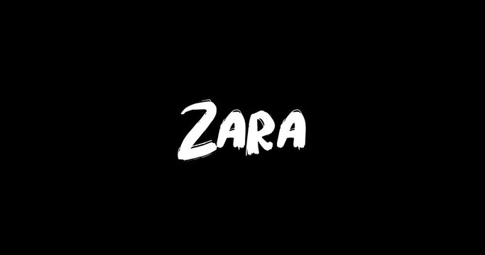 Zara Baby Girl Name in Digital Grunge Transition Effect of Bold Text Typography Animation on Black Background