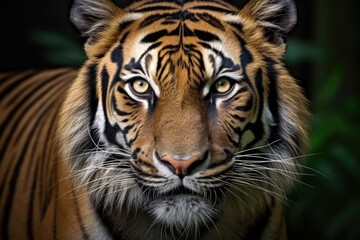 Close up of a tiger looking at the camera. Suitable for wildlife concepts