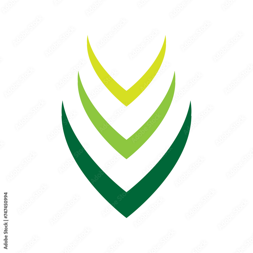 Sticker letter v leaves icon logo vector